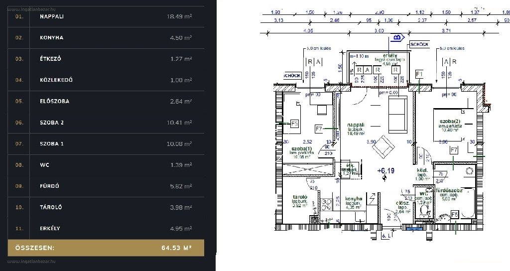 Lakás · 3 hálószoba · 64 m² · 87.000.000 Ft