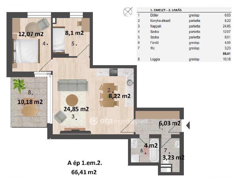 3 bed · 66m² · Lakás · 129.880.000 ft