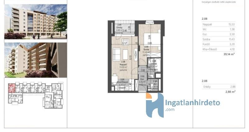 2 bed · 39m² · Lakás · 75.073.000 ft