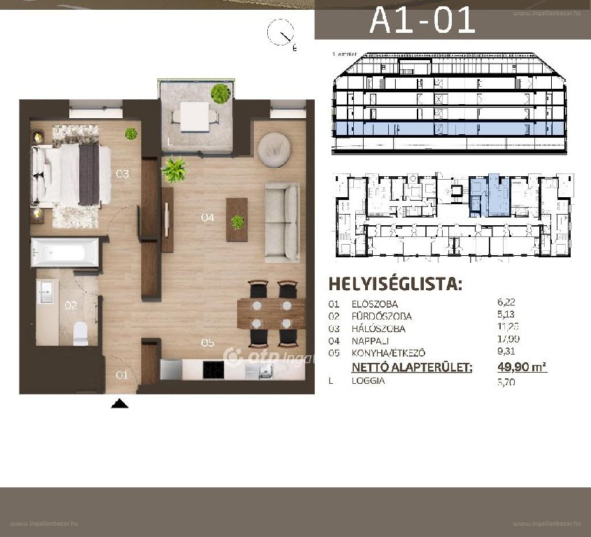 Lakás · 2 hálószoba · 51 m² · 76.073.000 Ft