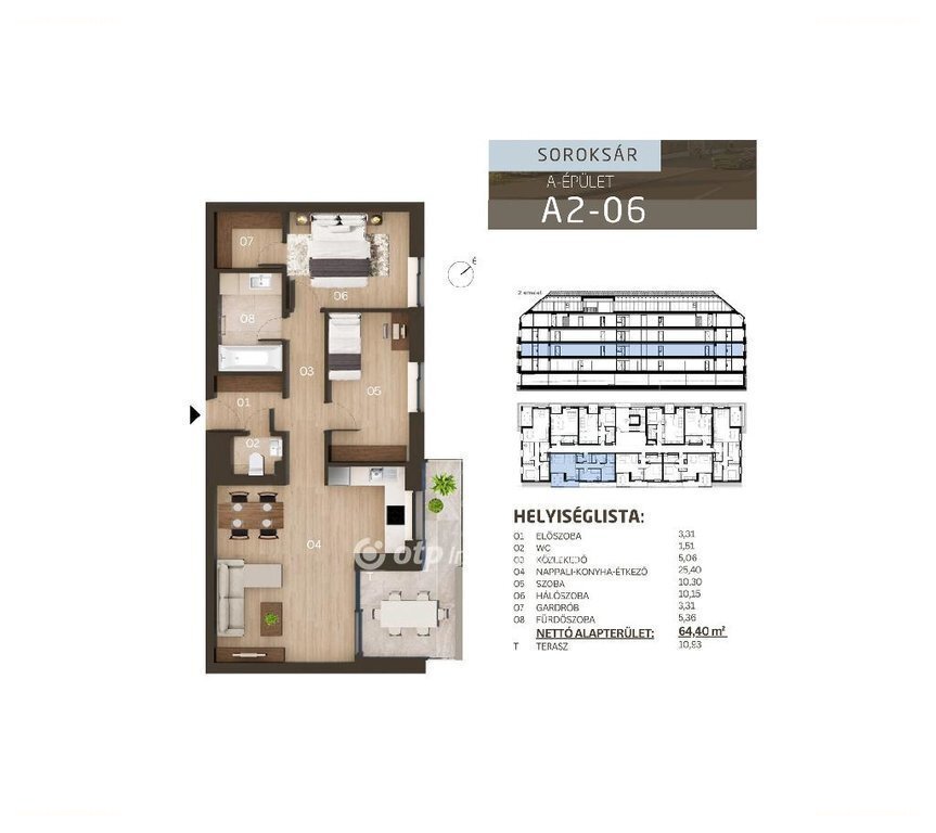 3 bed · 69m² · Lakás · 93.532.000 ft