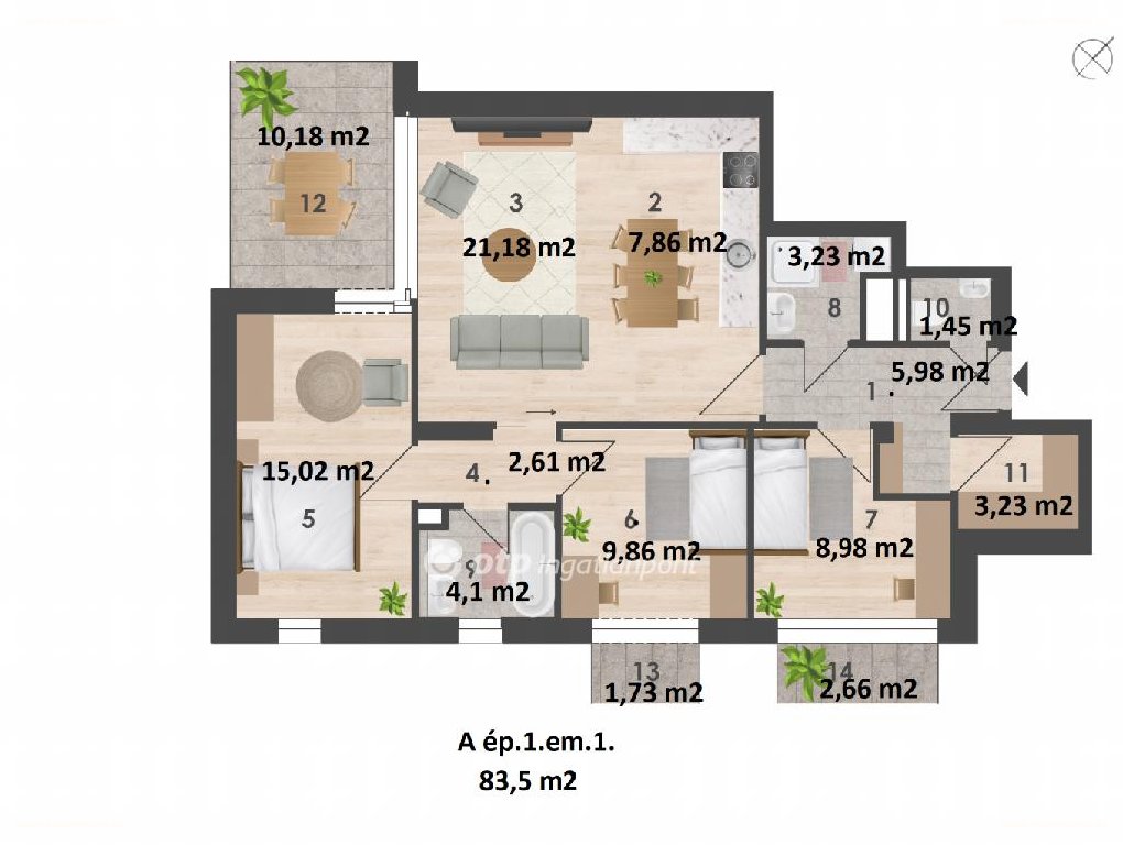 4 bed · 83m² · Lakás · 165.880.000 ft