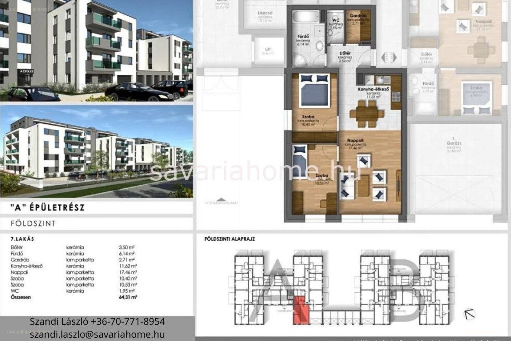 3 bed · 64m² · Lakás · 67.900.000 ft