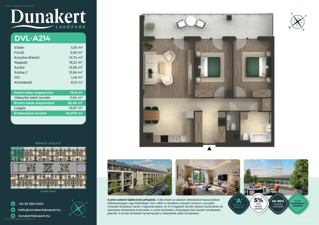 3 bed · 79m² · Lakás · 83.115.500 ft