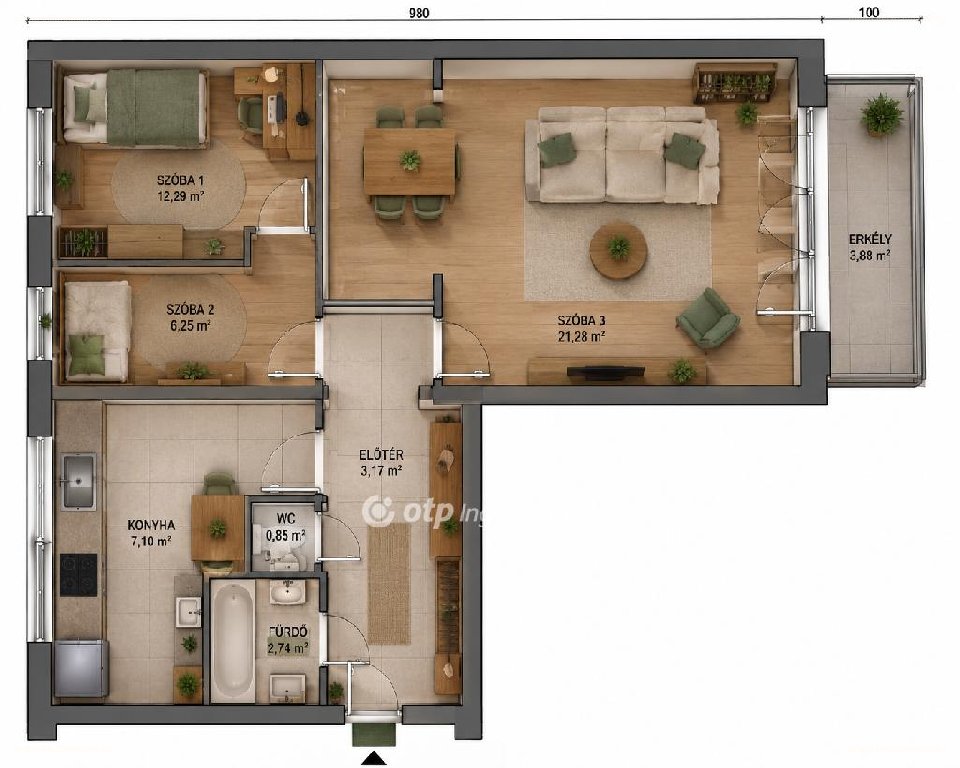 1 bed · 63m² · Lakás · 70.900.000 ft