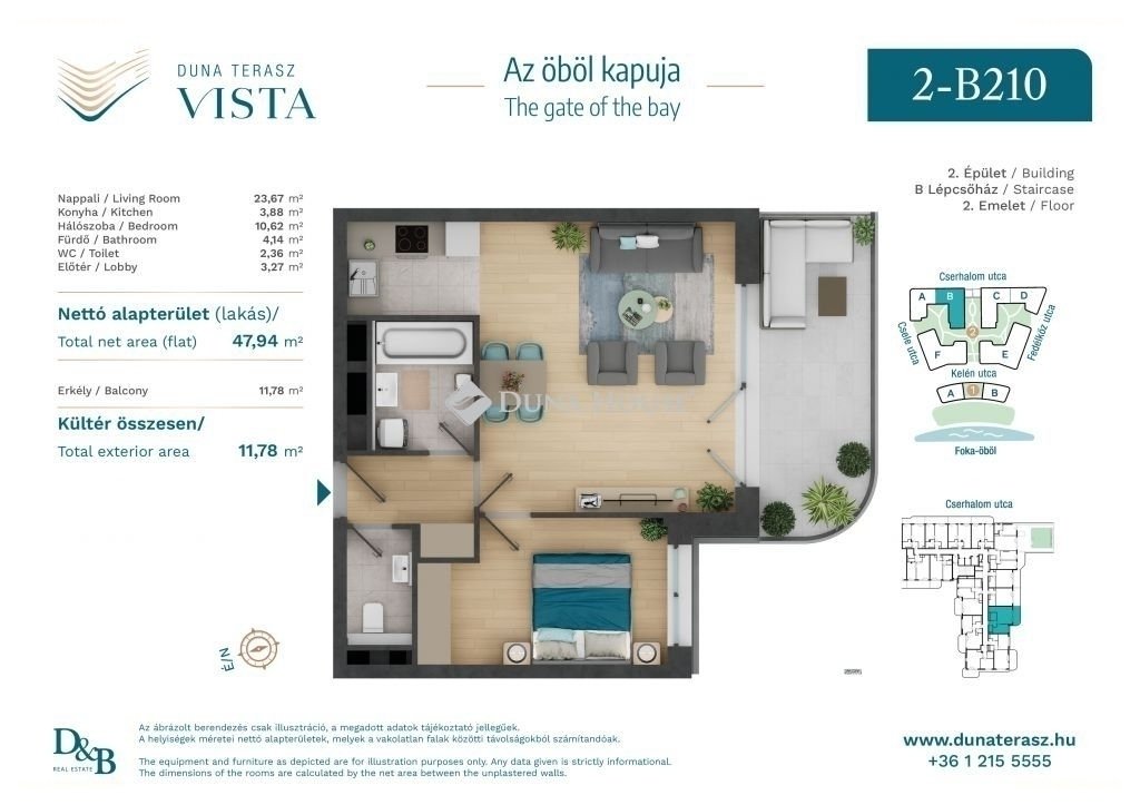 2 bed · 48m² · Lakás · 96.000.000 ft