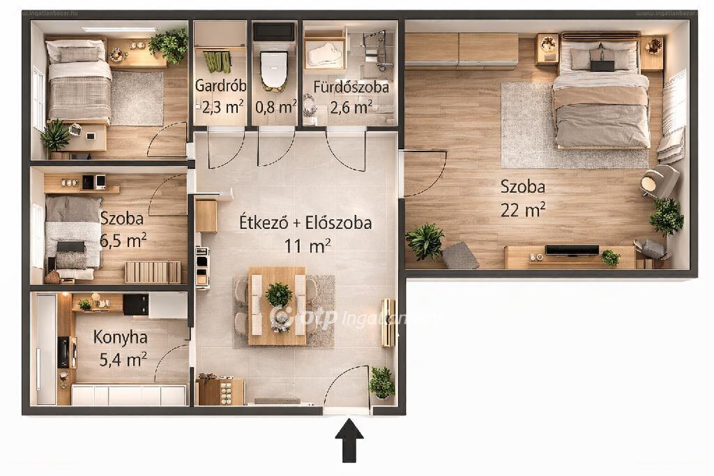 1 bed · 57m² · Lakás · 64.900.000 ft