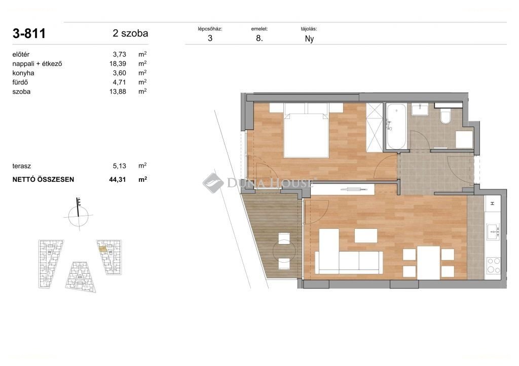 2 bed · 46m² · Lakás · 92.500.000 ft