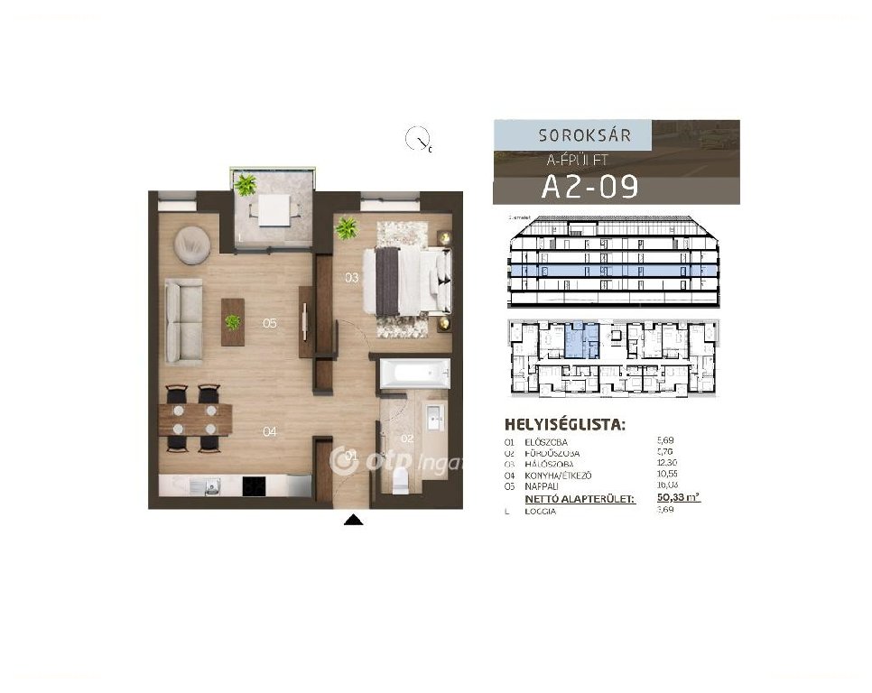 Lakás · 2 hálószoba · 52 m² · 76.697.000 Ft