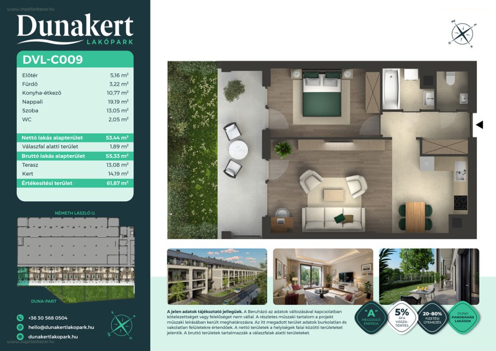 Lakás · 2 hálószoba · 53 m² · 77.990.000 Ft